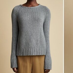 KHAITE The Sequoia Sweater in Haze size M 100% cashmere gray‎ long sleeves